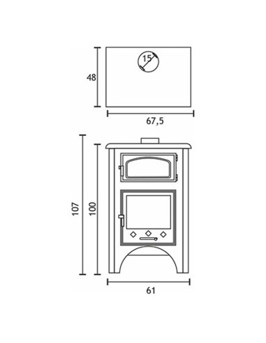 Estufa leña AJ Jaen c/horno 8.3kw