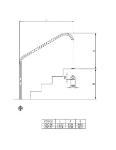 Barandilla piscina ASTRAL 2 curvas mod. 1524mm pletina... 2