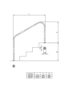 Barandilla piscina ASTRAL 2 curvas mod. 1220mm pletina... 2