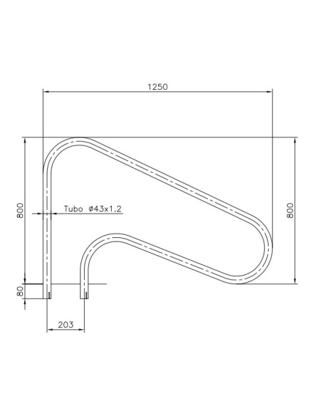 Barandilla piscina ASTRAL mod. Pasamanos 1250mm empotrar AISI316L 07780