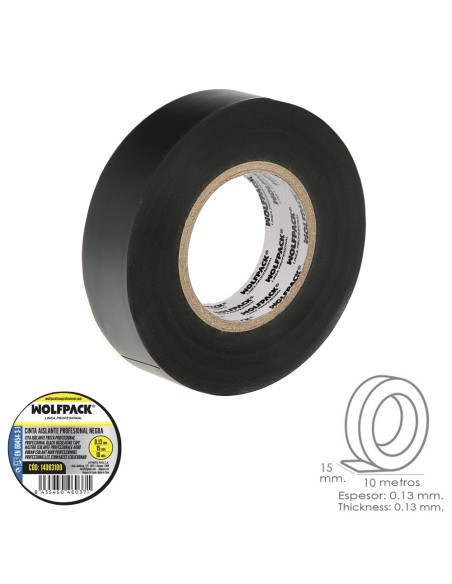 Cinta aislante WOLFPACK 15mm rollo 10mt 14063100
