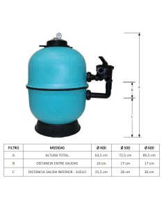 Filtro piscina PQS Mediterraneo 600mm c/valvula lateral... 2