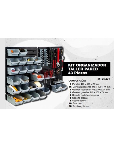 Kit organizador taller para pared (43piezas) MT25477