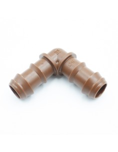 Codo tubo riego goteo PE 16mm 90º M-M marron AZUD 28K00550
