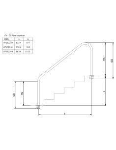 Barandilla piscina FLEXINOX mod. FX-05 2 curvas 1524mm... 2