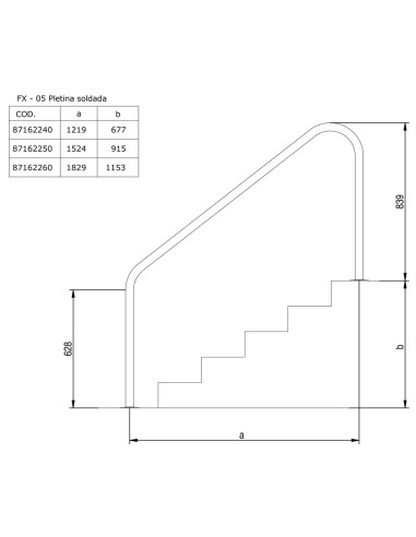 Barandilla piscina FLEXINOX mod. FX-05 2 curvas...