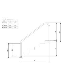 Barandilla piscina FLEXINOX mod. FX-05 2 curvas 1829mm... 2
