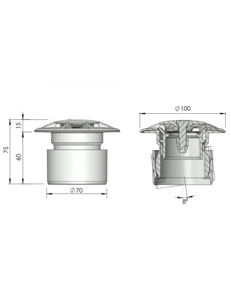 Boquilla fondo piscina hormigon ASTRAL oscilante 75mm PN6 22353 - Blanca